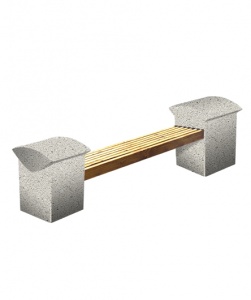 Скамья СК-8 деревянная с бетонными опорами L=2300, тумба 550*180*600 С пигментом Гранит