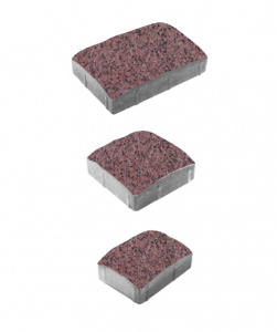 Тротуарные плиты "УРИКО" - А.1.УР.4  Гранит+ красный с черным, комплект из 3 видов плит