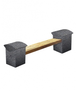 Скамья СК-8 деревянная с бетонными опорами L=2300, тумба 550*180*600 Черный Мозаичный бетон