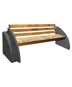 Скамья СК-6 деревянная с бетонными опорами L=2300, тумба 750*700*200 Серый Мозаичный бетон