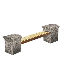 Скамья СК-8 деревянная с бетонными опорами L=2300, тумба 550*180*600 Серо-красный Мытый бетон