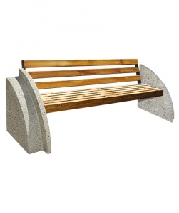 Скамья СК-6 деревянная с бетонными опорами L=2300, тумба 750*700*200 Белый Гранит