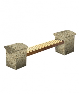 Скамья СК-8 деревянная с бетонными опорами L=2300, тумба 550*180*600 Медовый Мытый бетон